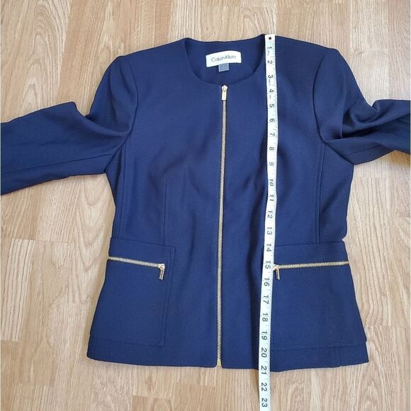 Calvin Klein Twill Zipper-Front Jacket size 4 Petite in Navy - NEW - Picture 11 of 14
